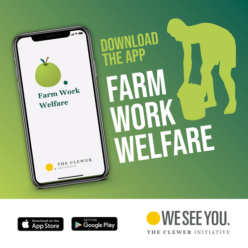 picture of a mobile phone with Farm Work Welfare App